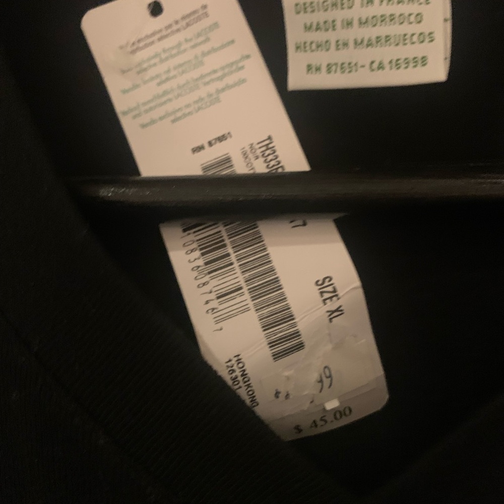 Lacoste V-neck shirt XL Black - Picture 4 of 8